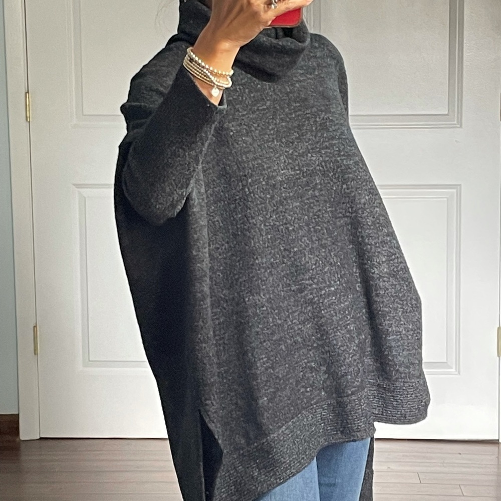 Akira Dark Gray Poncho Style High Low Sweater size M/L - Picture 5 of 14